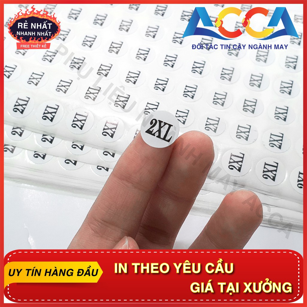 DECAL TEM SIZE _ DÁN SIZE QUẦN ÁO _140 MIẾNG DECAL SIZE _NHẬN IN NHÃN MÁC THEO YÊU CẦU_