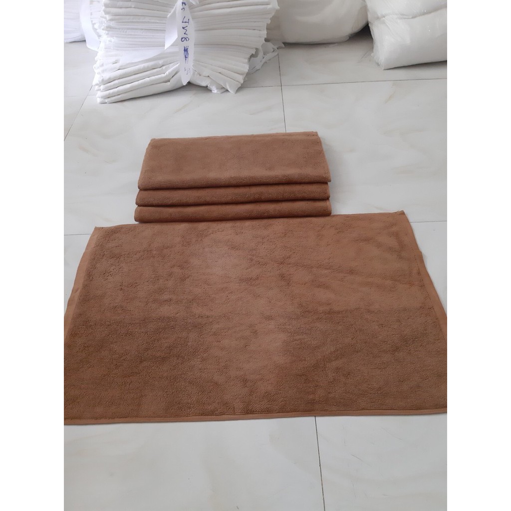 {Sale sập sàn} Thảm lau chân khách sạn 45x65cm 280g màu nâu đất – Trắng