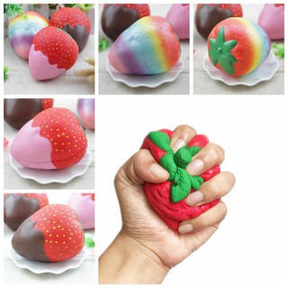 Đồ chơi nắn bóp giải tỏa căng thẳng thiết kế quả dâu nảy chậm thoáng khí có mùi hương trang trí nhà cửa