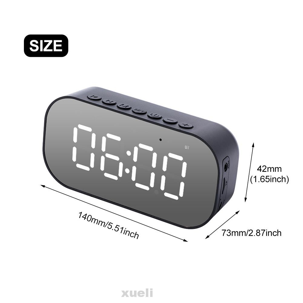 Digital Bedside Wireless Portable FM Radio Alarm Clock USB Rechargeable Mirror Surface HiFi Stereo Bluetooth Speaker