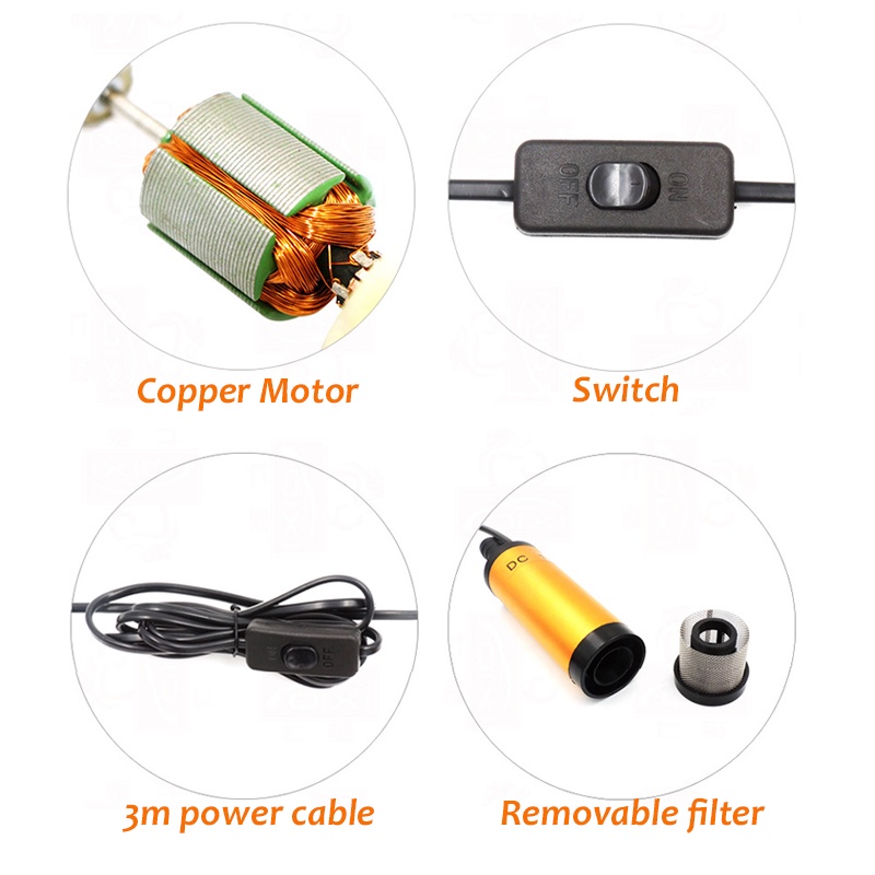 Bơm Nhiên Liệu Bằng Hợp Kim Nhôm 38mm 51mm 12V 24V 12L/Phút