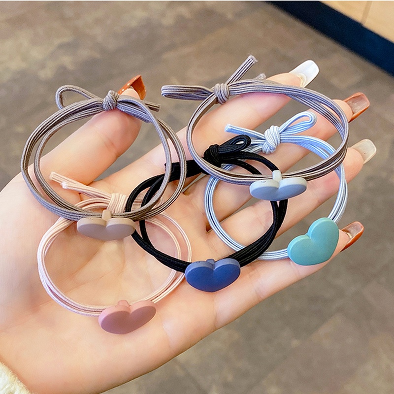 Dây Buộc Tóc Cao Su Họa Tiết Trái Tim Nhỏ Dễ Thương Đơn Giản Cho Trẻ Em