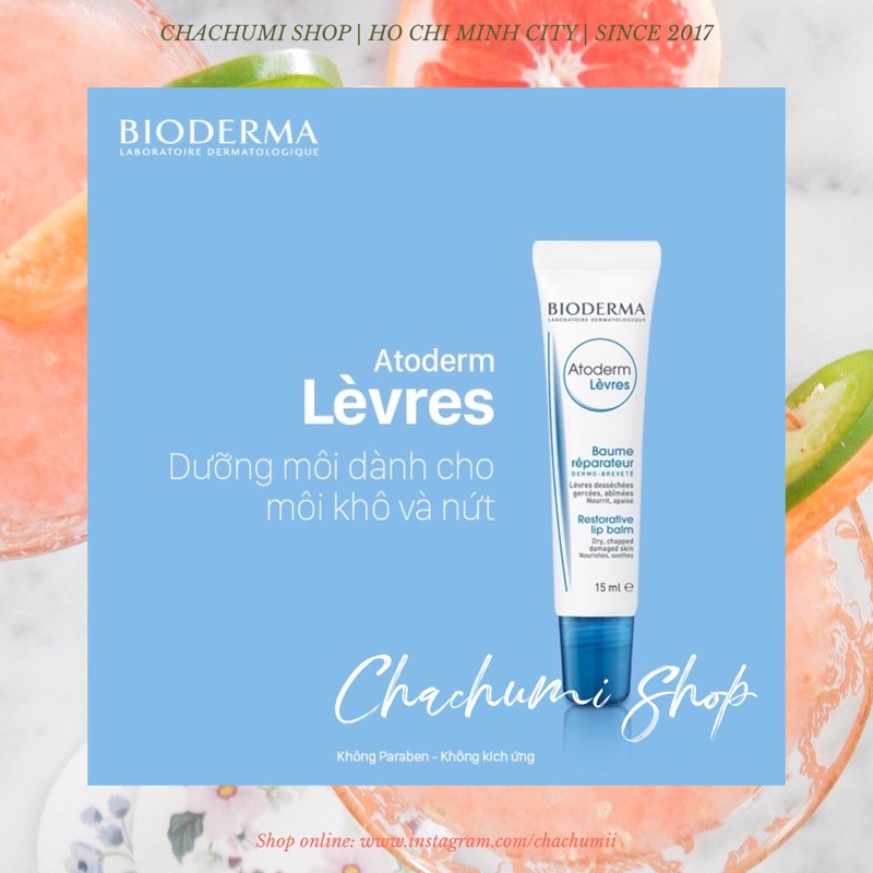 Sáp Dưỡng Ẩm Bioderma Dành Cho Môi Khô, Nứt Nẻ Atoderm Baume Lerves 15ml