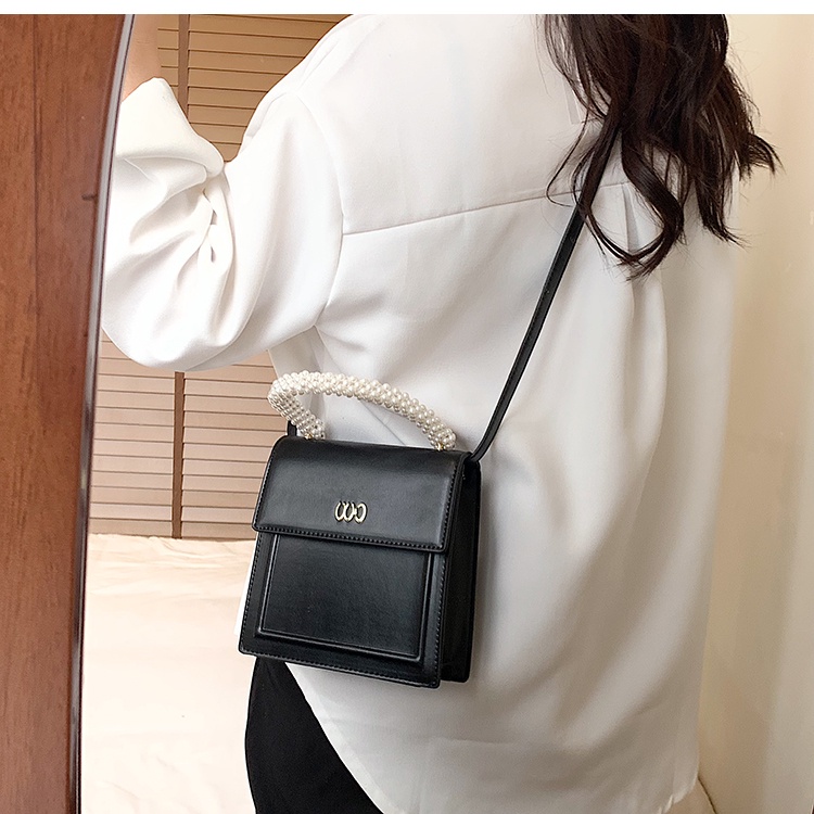 JASMIN NOIR Túi Xách Nữ Da PU Màu Trơn Đính Ngọc Trai Xinh Xắn Cao Cấp