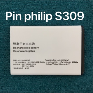 Pin philips s309 kí hiệu ab1600dwmt - 1600mah zin-mới 100%