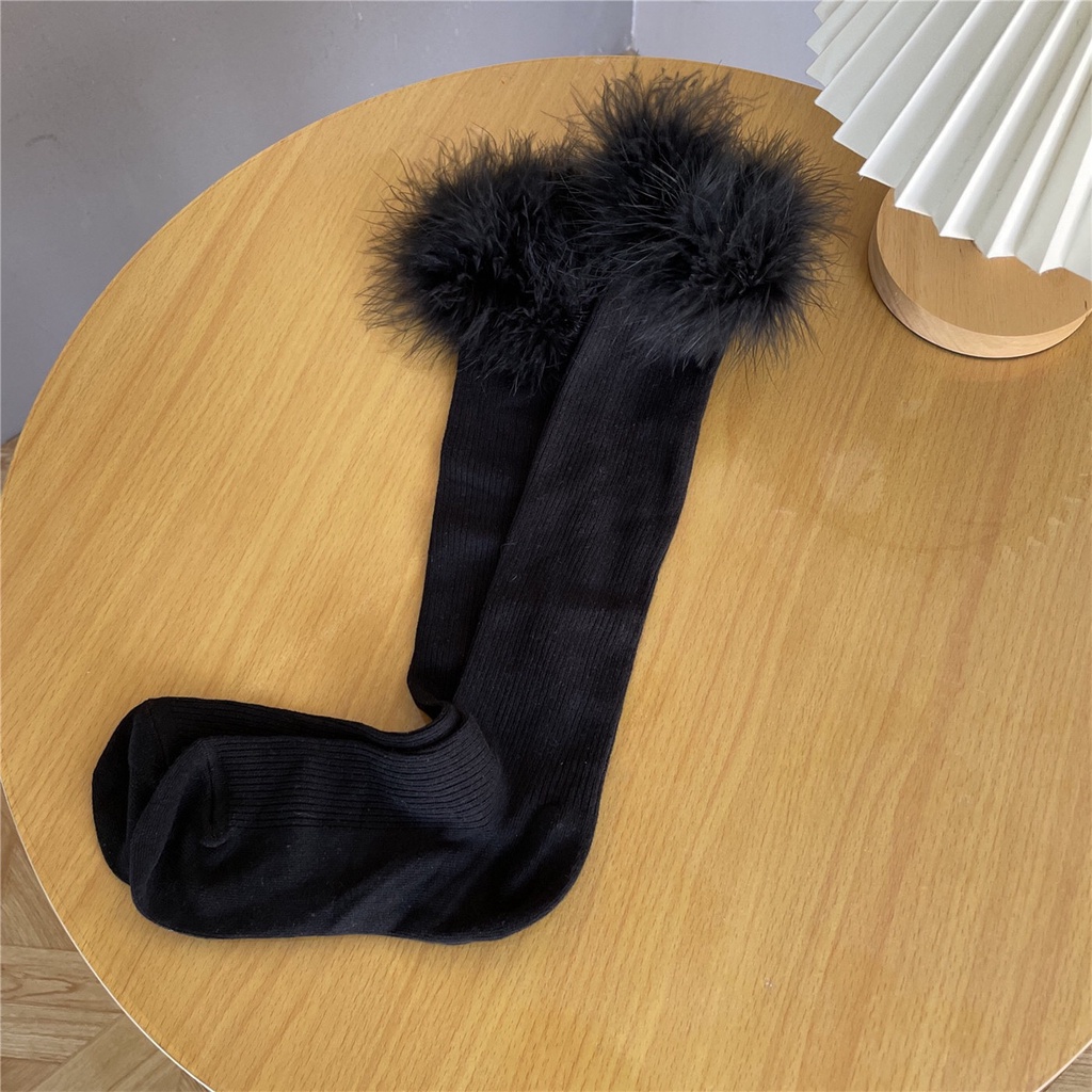 Tất Dưới Gối Chất Gân Tăm Lai Viền Lông Vũ Cosplay Nhật Bản - Vani Store - TAT00173