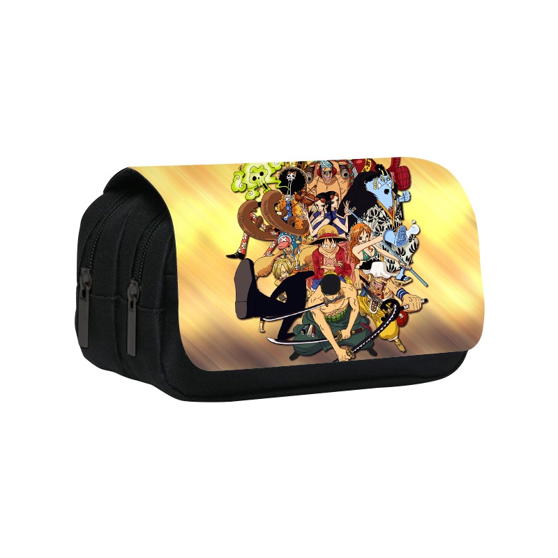 Túi Đựng Bút Chì Sức Chứa Lớn Hai Lớp Có Khóa Kéo Họa Tiết One Piece Luffy Ace Cho Học Sinh