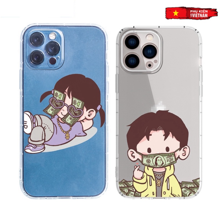 Ốp lưng iphone 6, 6s plus, 7 8 Plus, X, XS, XR, XSMAX, 11, 12, 13 PROMAX TRONG SUỐT BÉ TRAI, BÉ GÁI CỰC NGẦU PKVN