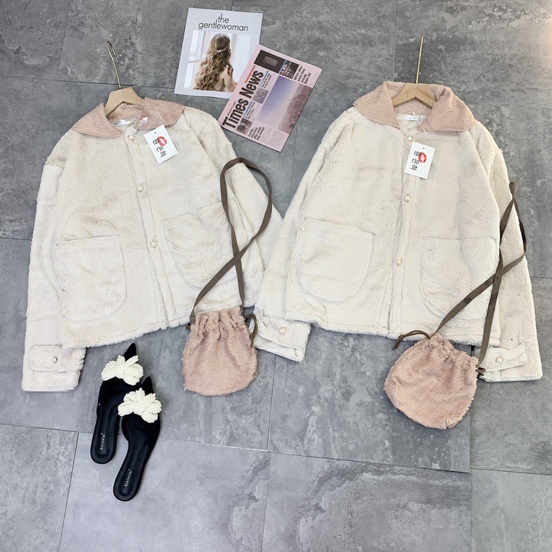 Áo Khoác Lông Mix Túi