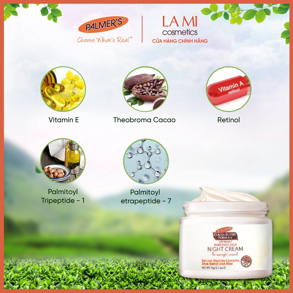 (Mẫu dùng thử) Kem dưỡng ẩm da ban đêm Palmer's 5ml