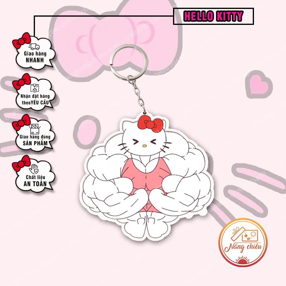 Móc khoá mèo hello kitty cơ bắp đô con lực lưỡng đáng yêu, quà tặng sinh nhật, sự kiện, đa dạng mẫu mã