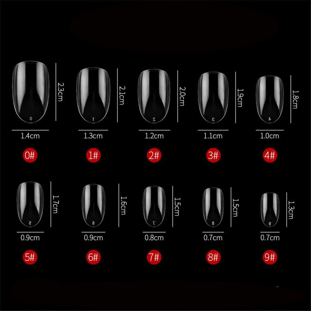 Set 500 Móng Tay Giả 10 Kích Cỡ Dáng Ngắn Phong Cách Pháp