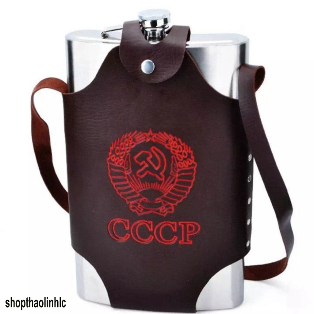 Bình tông CCCP đựng rượu Inox và bao da 3.8L hàng nặng chất lượng, chắc chắn