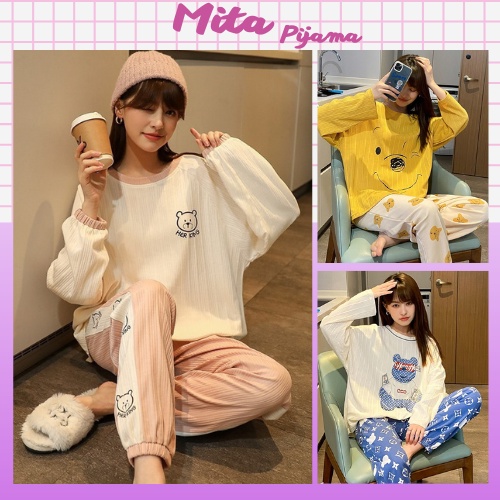 Đồ ngủ nữ pijama cotton cao cấp mặc nhà đẹp tay dài siêu cute dễ thương – CTD1 | BigBuy360 - bigbuy360.vn