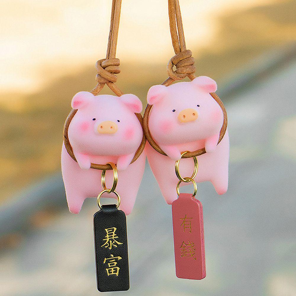 Rebuy1 Dây Treo Trang Trí Xe Hơi Hình Chú Heo Hoạt Hình Đáng Yêu