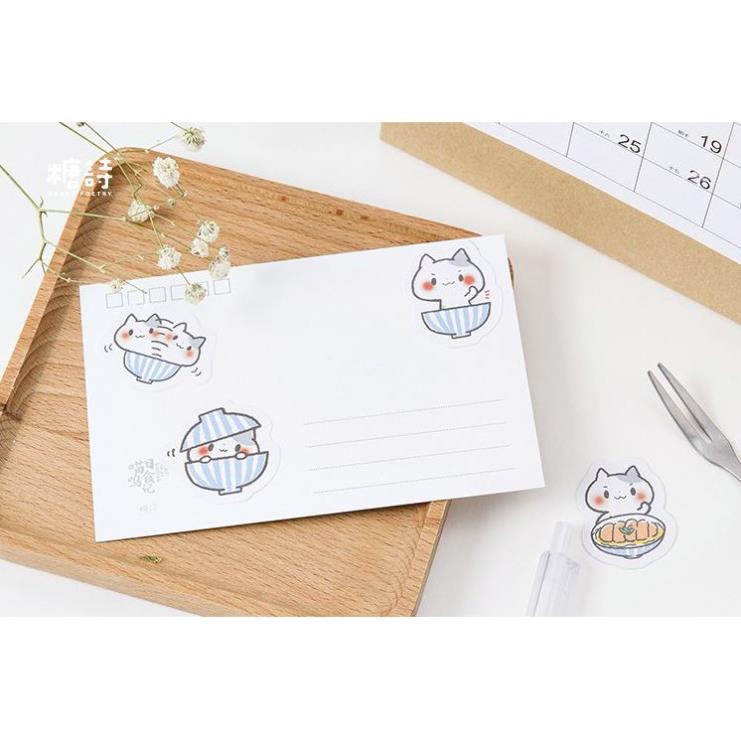 Bộ 45 Sticker Hàn Quốc hình Mèo Tinh Nghịch dán trang trí E07