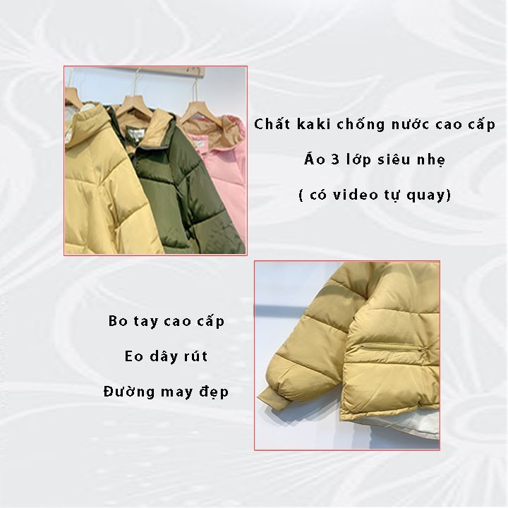 Áo phao nữ Hàn Quốc MIN19 áo khoác form rộng siêu nhẹ dáng dài chùm mông vải kaki chống nước màu vàng hồng thời trang | BigBuy360 - bigbuy360.vn