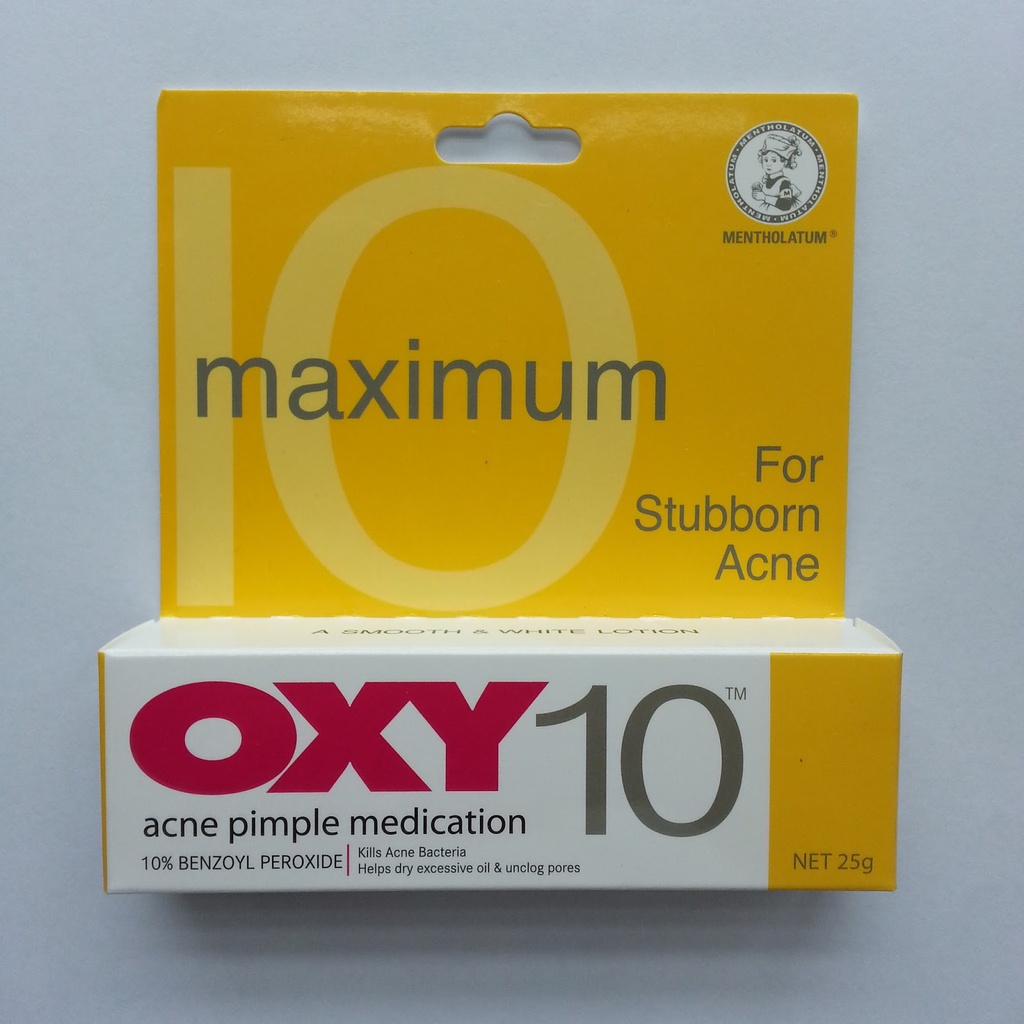 OXY 10 giảm mụn, giảm thâm. Kem chấm mụn Oxy10 Benzoyl Peroxide Malaysia 10g