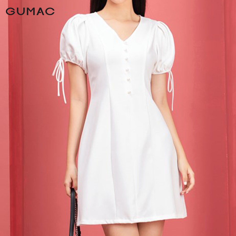 Đầm nữ tay nơ nút ngọc GUMAC DA9243 | BigBuy360 - bigbuy360.vn