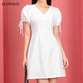 Đầm nữ tay nơ nút ngọc GUMAC DA9243