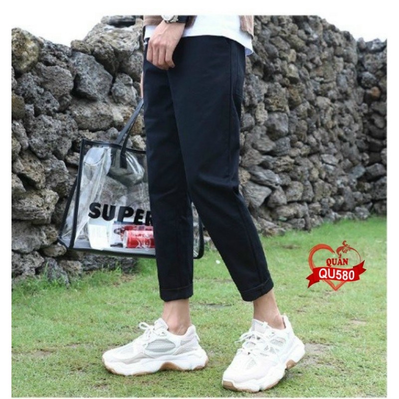 Quần Kaki Ống Suông Unisex Nam Nữ Cá Tính Cực Hot 2 Màu Cơ Bản Chất Đẹp