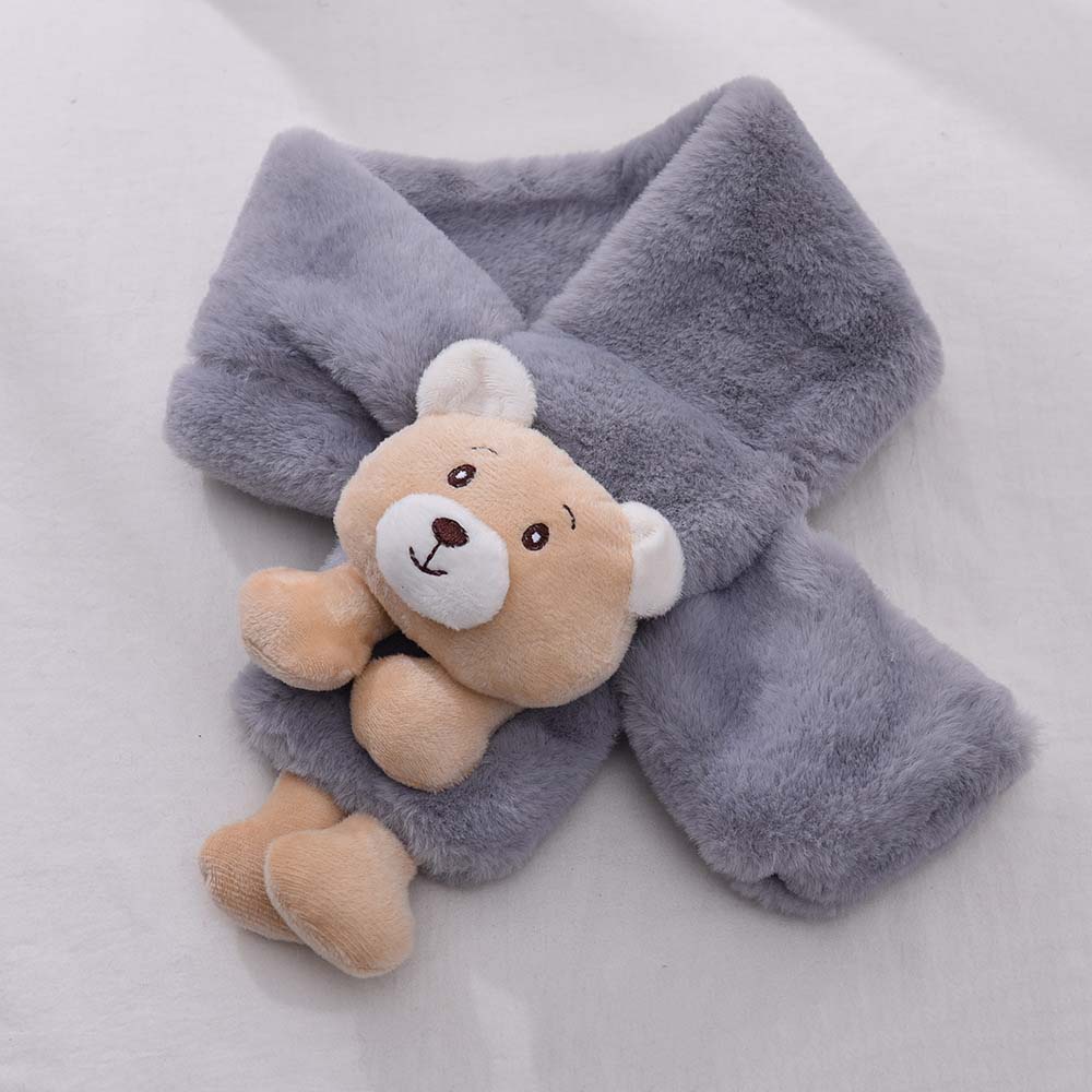 Khăn quàng cổ cho bé gái bé trai, khăn đeo cổ cho bé đính kèm gấu bông đáng yêu