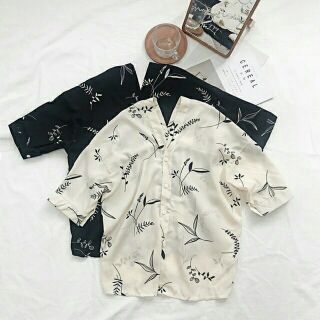 ÁO SƠMI CỔ V HOA LÁ