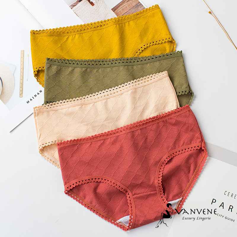 QUẦN LÓT COTTON VIỀN REN 6 MÀU VANVENE LÓT MAY CHỐNG HẰN VIỀN KIỂU MỚI CHẤT LIỆU COTTON MỀM MỊN CO GIÃN THÔNG KHÍ Q257