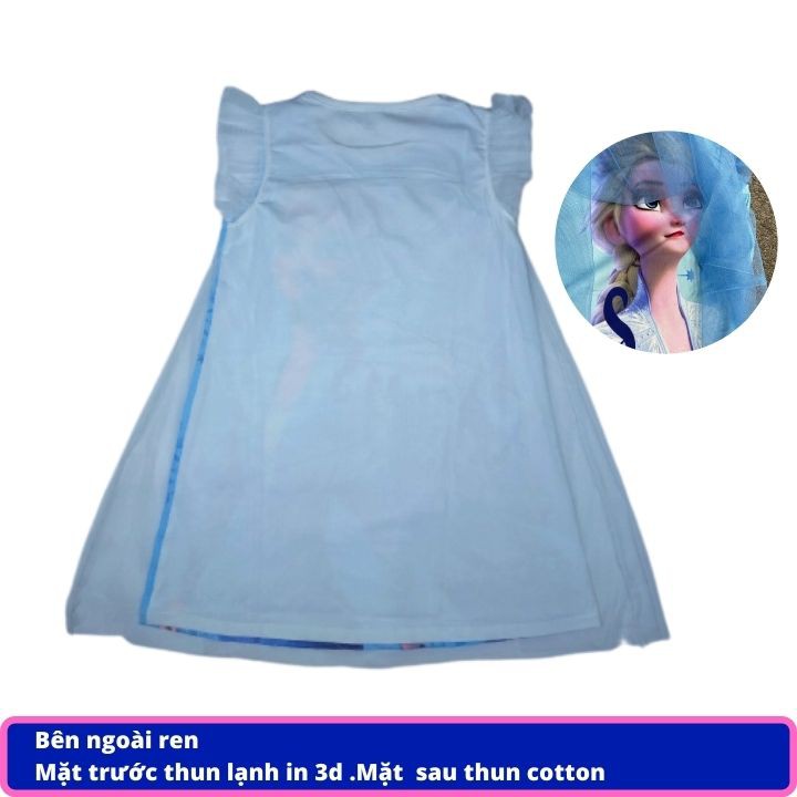 Đầm bé gái Elsa từ15-33kg- đầm công chúa bé gái bên ngoài ren - bên trong thun cotton - Tomchuakids.