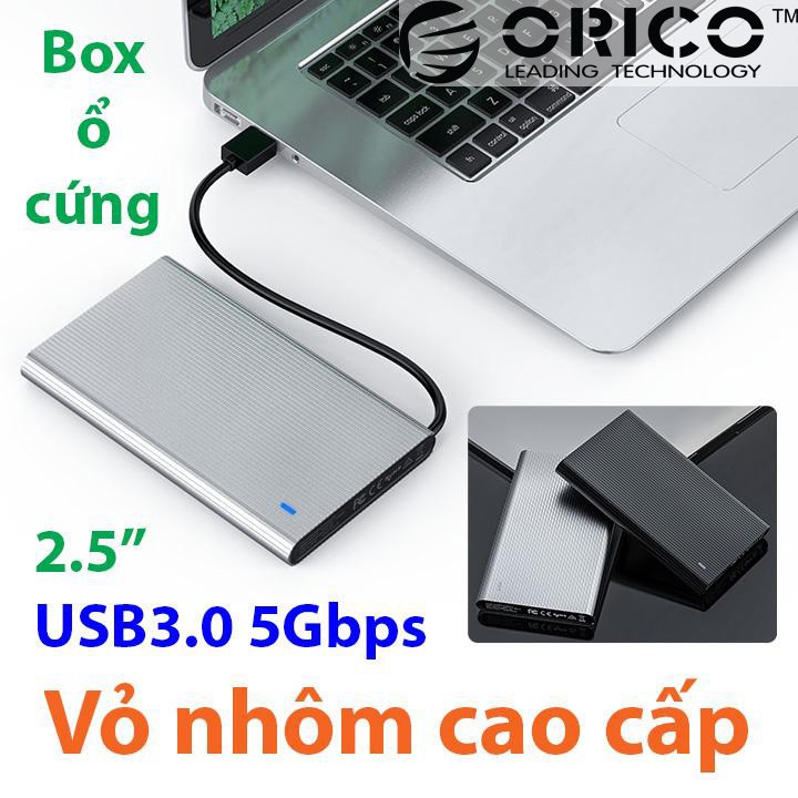 Box ổ cứng Orico 2667U3 vỏ nhôm cao cấp chống va đập 2.5 inch SATA USB3.0 BX13