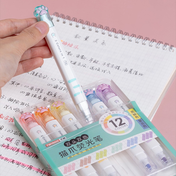 Set 6 Bút Dạ Quang 12 Màu Dễ Thương