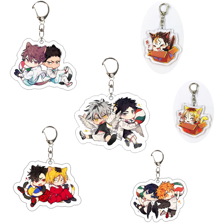 Móc Khóa Nhựa Acrylic Hai Mặt Hình Anime Haikyuu Kageyama Hinata Kenma Kozume
