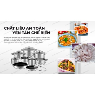 Bộ nồi Silit Pisa 10 món nhập khẩu Đức chất liệu thép không rỉ cao cấp phù hợp mọi loại bếp