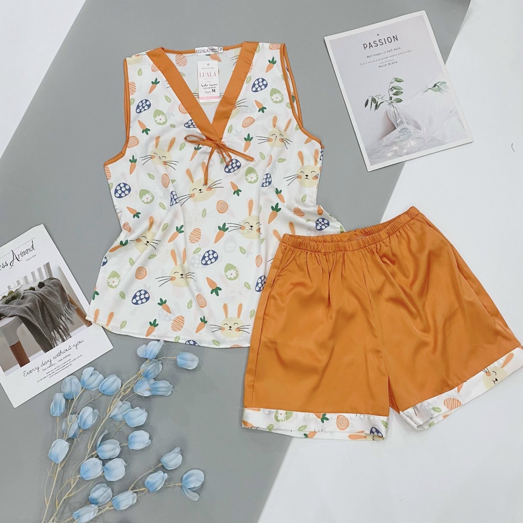 Bộ pyjama lụa latin sát nách cao cấp loại 1♥️freeship♥️mềm mịn, thoáng mát♥️bao đẹp♥️không nhăn nhàu, bai xù sợi vải