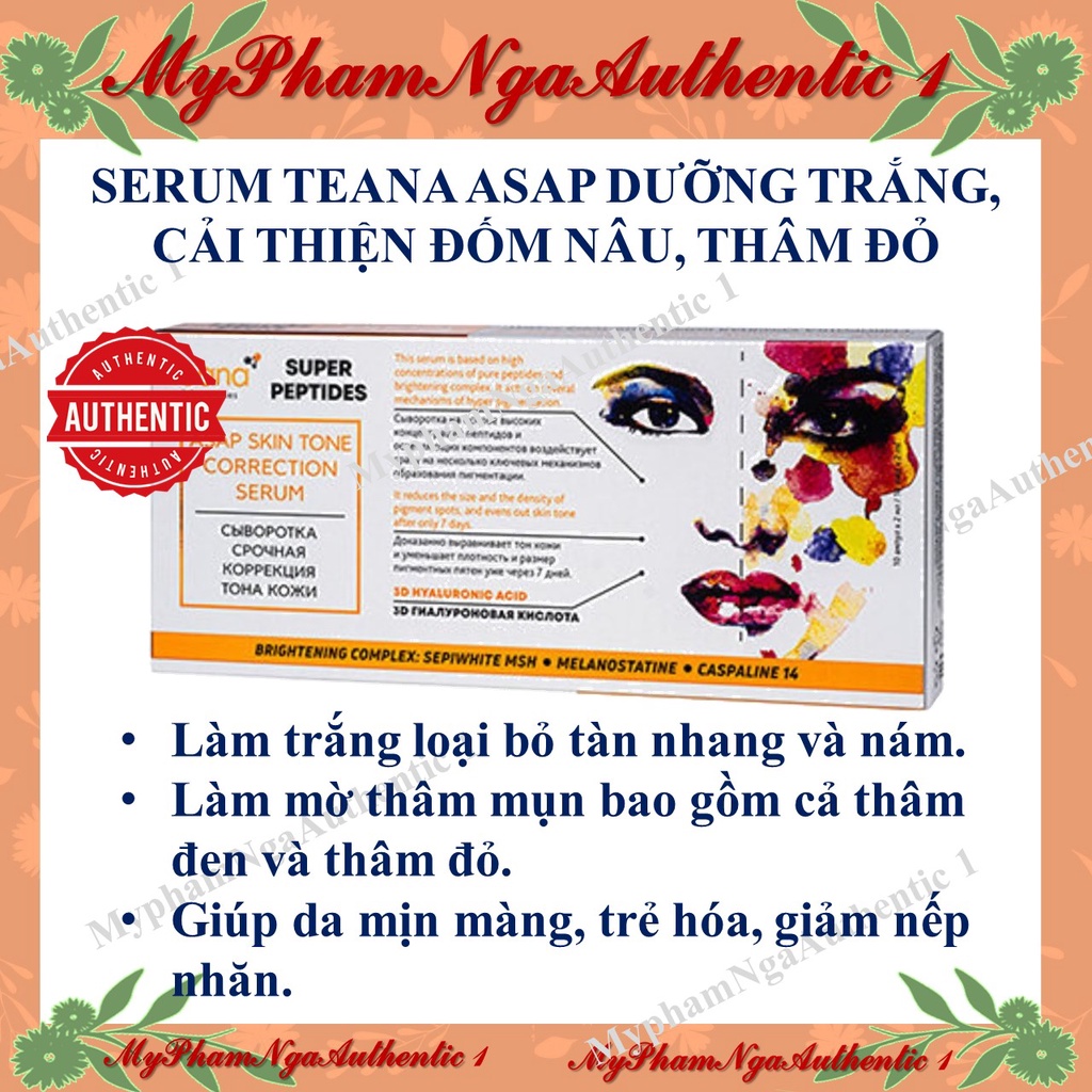 Serum Tean dưỡng trắng, mờ thâm Tean ASA họp 10 ống