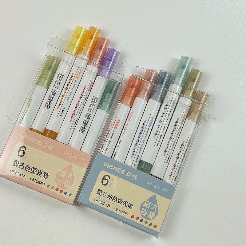Hộp 6 Bút Highlight Vience HP7251 Đánh Dấu Màu Pastel- Tiệm Ngựa Gỗ