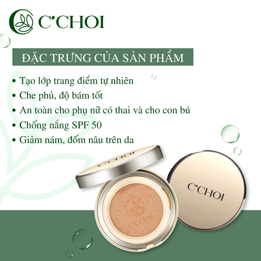 Phấn Nước Trang Điểm C'CHOI HERBAL DD CUSHION Mỏng Mịn Che Phủ Tốt Làm Đều Màu Da Cấp Ẩm Chống Nắng