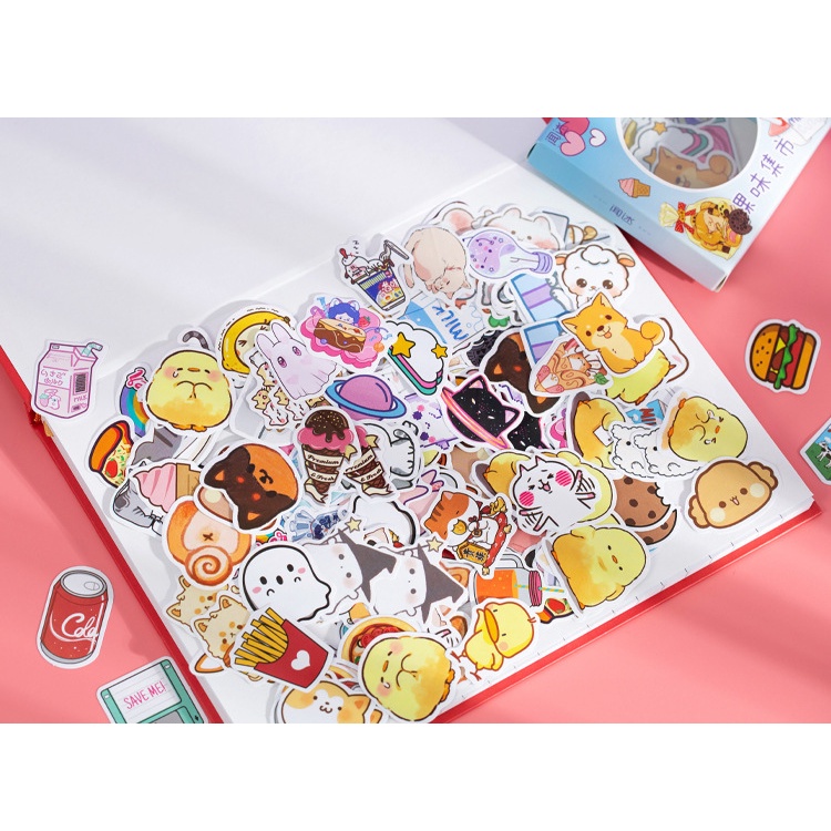 Sticker Hộp 200 Miếng Cắt Rời Chất Liệu Giấy Trang Trí Sổ