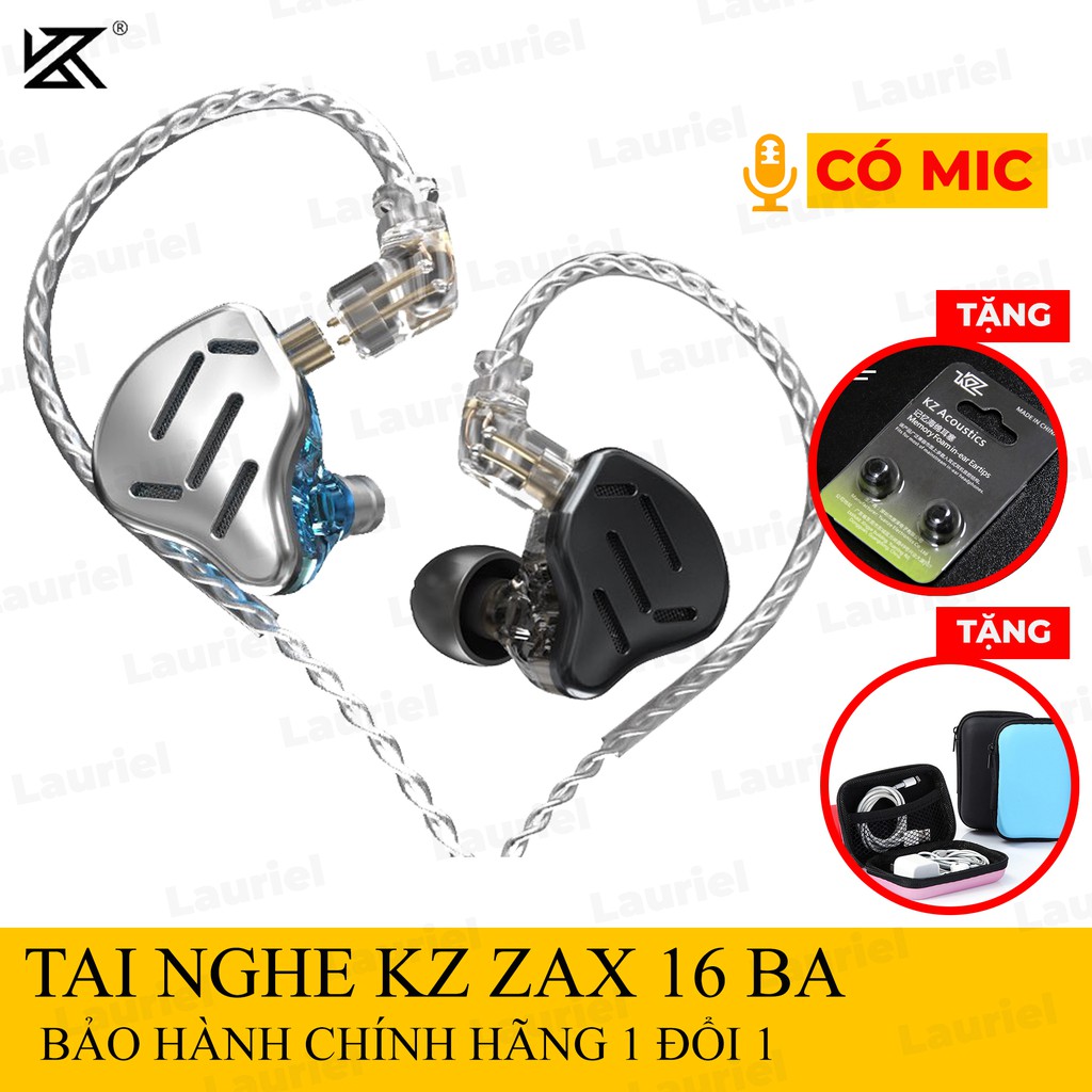 Tai nghe KZ ZAX 7BA+1DD 16 Drivers âm thiên sáng có micro