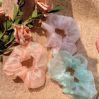 Dây Buộc Tóc - Cột Tóc Vải Scunchies Voan Kính Mới