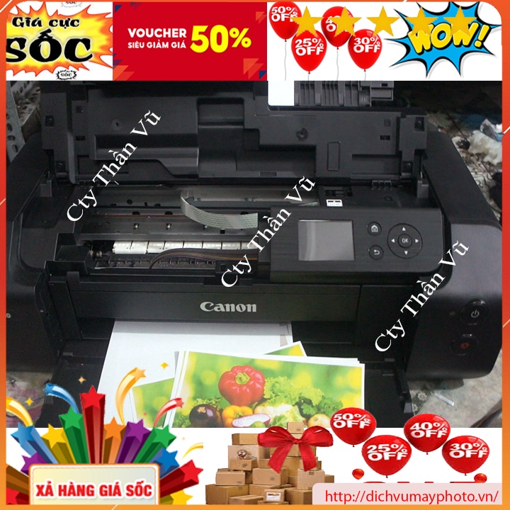 Máy in màu cũ Canon Pro - 200 khổ in A3 hàng bền đẹp dùng 8 màu mực in cơ khoẻ bản in sắc nét hàng bao test