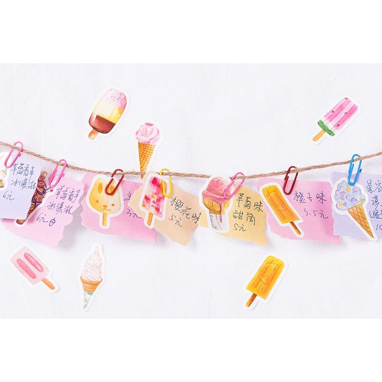 Bộ 45 Sticker Hàn Quốc hình que kem dễ thương dán trang trí E09