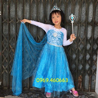 Đầm Elsa Dài Chạm đất + Tà Dài Cho bé