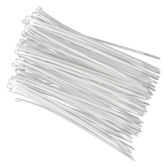 Túi 100 dây thít cáp, dây gút cáp nhựa, dây rút 4x200, màu trắng (Nylon cable tie)