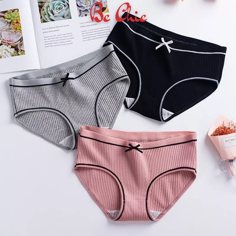 QUẦN GÂN TĂM KHÁNG KHUẨN ĐÍNH NƠ Q105 CHẤT LIỆU COTTON CO GIÃN THOÁNG MÁT  BC_CHIC LINGERIE