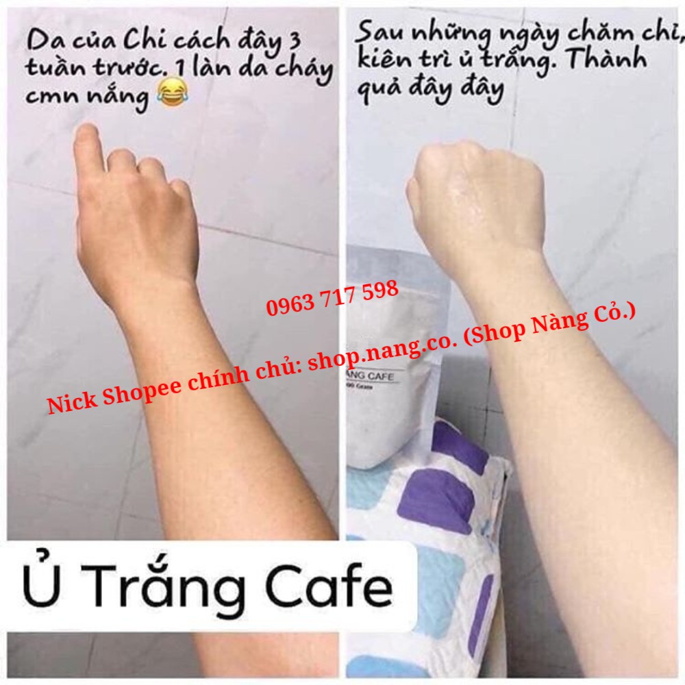 Ủ Trắng Cafe Thảo Dược, Bột Tắm Trắng Cafe, Dùng cả Mặt + Body (Toàn thân) Trắng da, tẩy da chết, hết nám sạm da