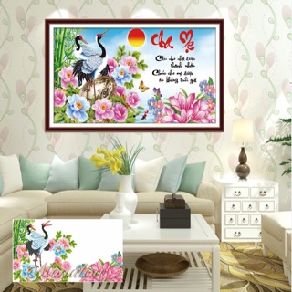 Tranh đính đá phong cảnh cha mẹ 100x60cm