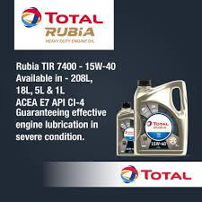 Dầu bôi trơn động cơ diesel TOTAL RUBIA TIR 7400 15W40