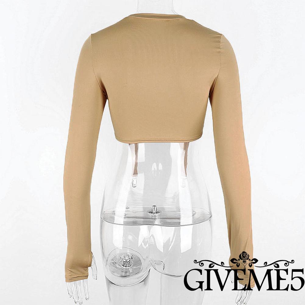 Áo thun nữ dài tay cổ tròn màu trơn thời trang