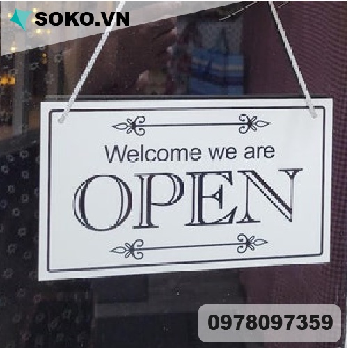 Bảng treo Open - Closed 2 mặt đơn giản 25x 10cm